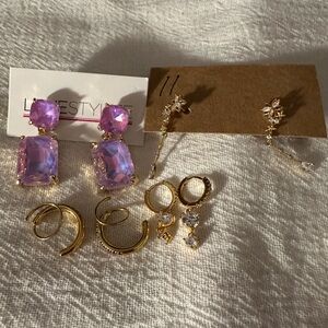 Mix of Earring Collection with pink and gold with CZs